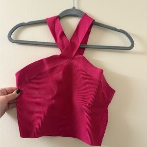 Aritzia Fuchsia Cross-Strap Crop Top
